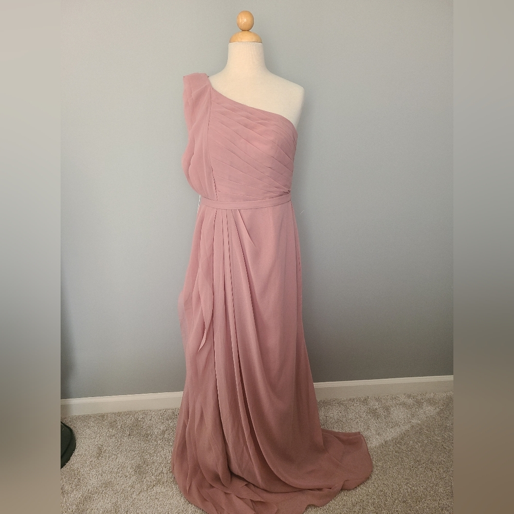 Elegant One-Shoulder Pink Dress- Azazi